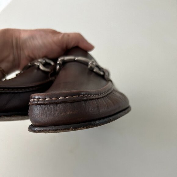 Mens Brown Leather Ferragamo Loafers Slip-Ons Designer Mens Shoes Sz 7.5 EE - Picture 13 of 16